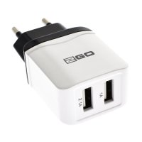 2GO Home charger, 2x Usb 2.4a, 100-240v, White