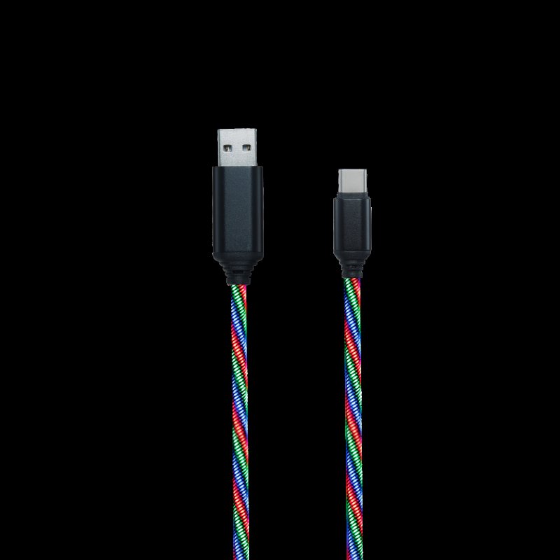 2GO Usb-datakabel Usb Type-c -> Usb, Nylon 3-kleurige Led, 100cm