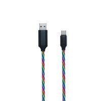 2GO Usb-câble De Données Usb Type-c -> Usb, Nylon Led 3 Couleurs, 100cm