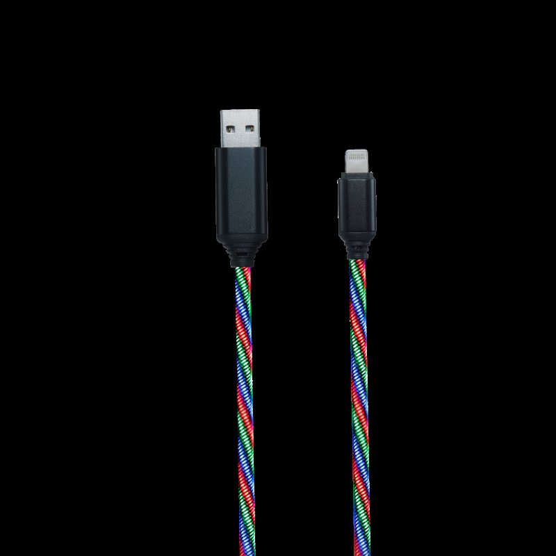 2GO Usb-datakabel Apple -> Usb,  Nylon 3-kleurige Led, 100cm