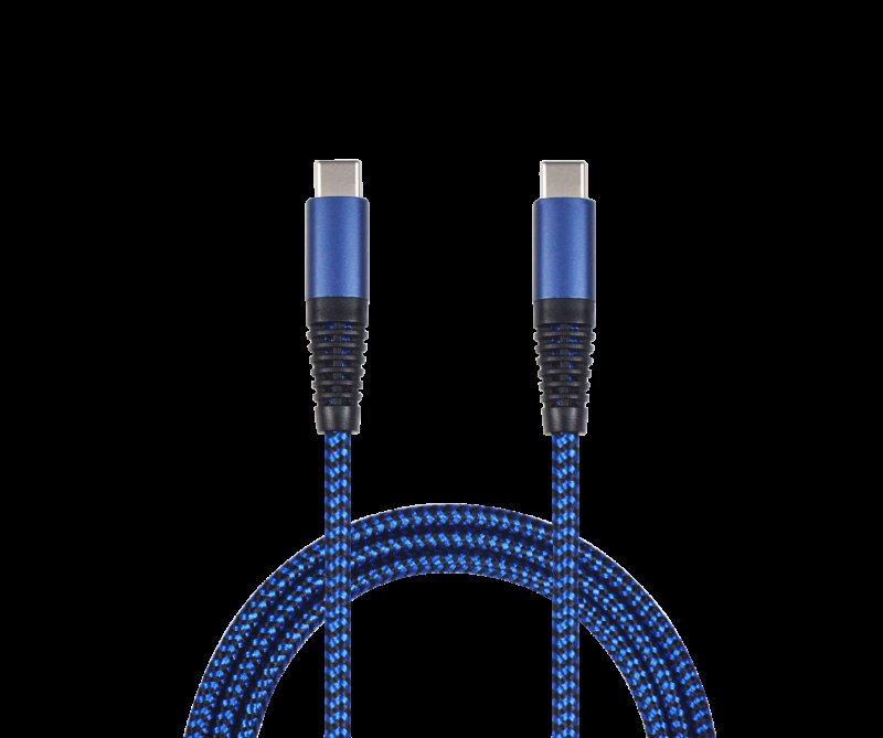 2GO Usb-datakabel Usb Type-c -> Usb Type-c, Nylon Blauw, 100cm