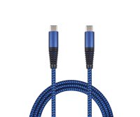 2GO Usb-datakabel Usb Type-c -> Usb Type-c, Nylon Blauw, 100cm