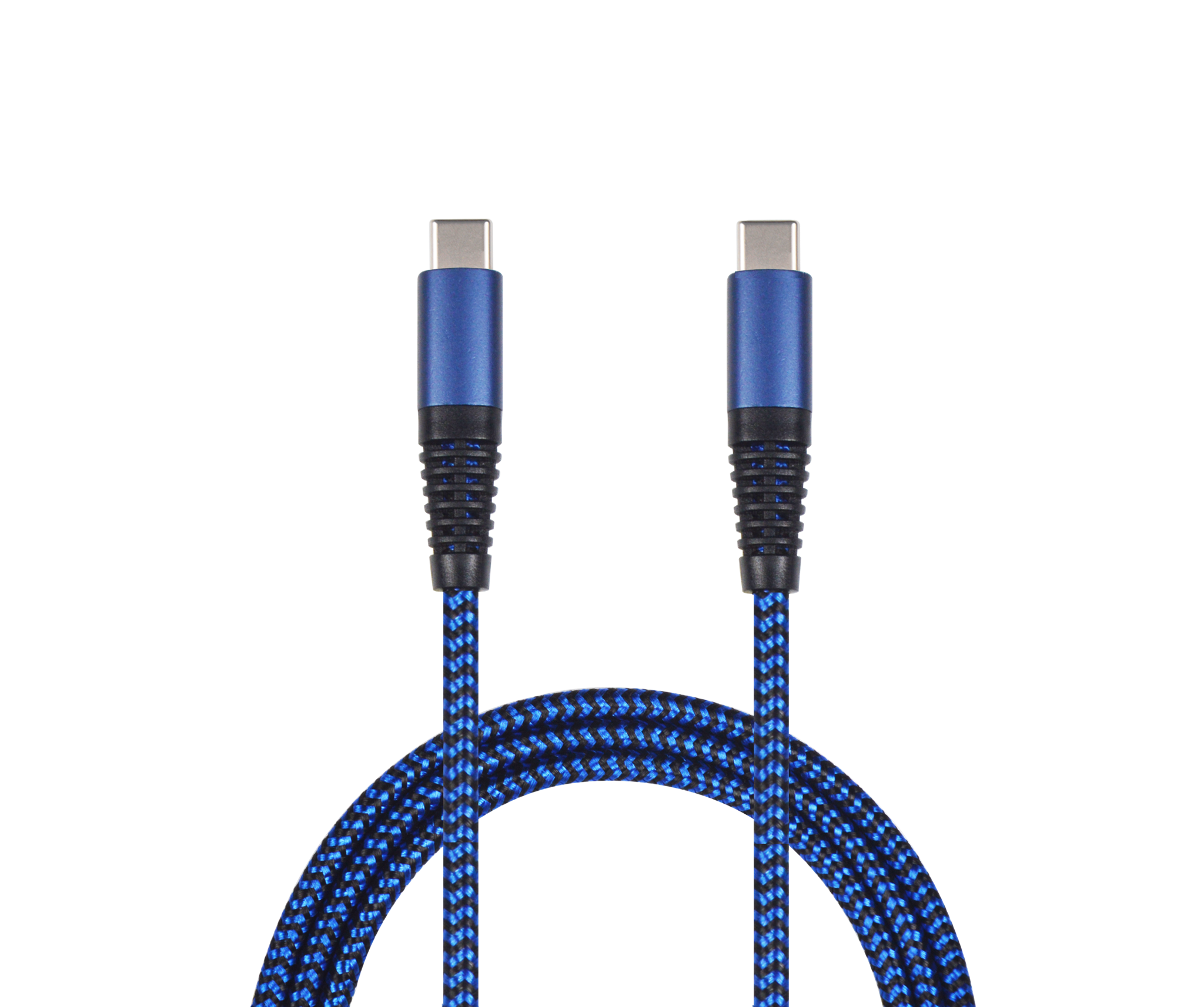 2GO Usb-datakabel Usb Type-c -> Usb Type-c, Nylon Blauw, 100cm