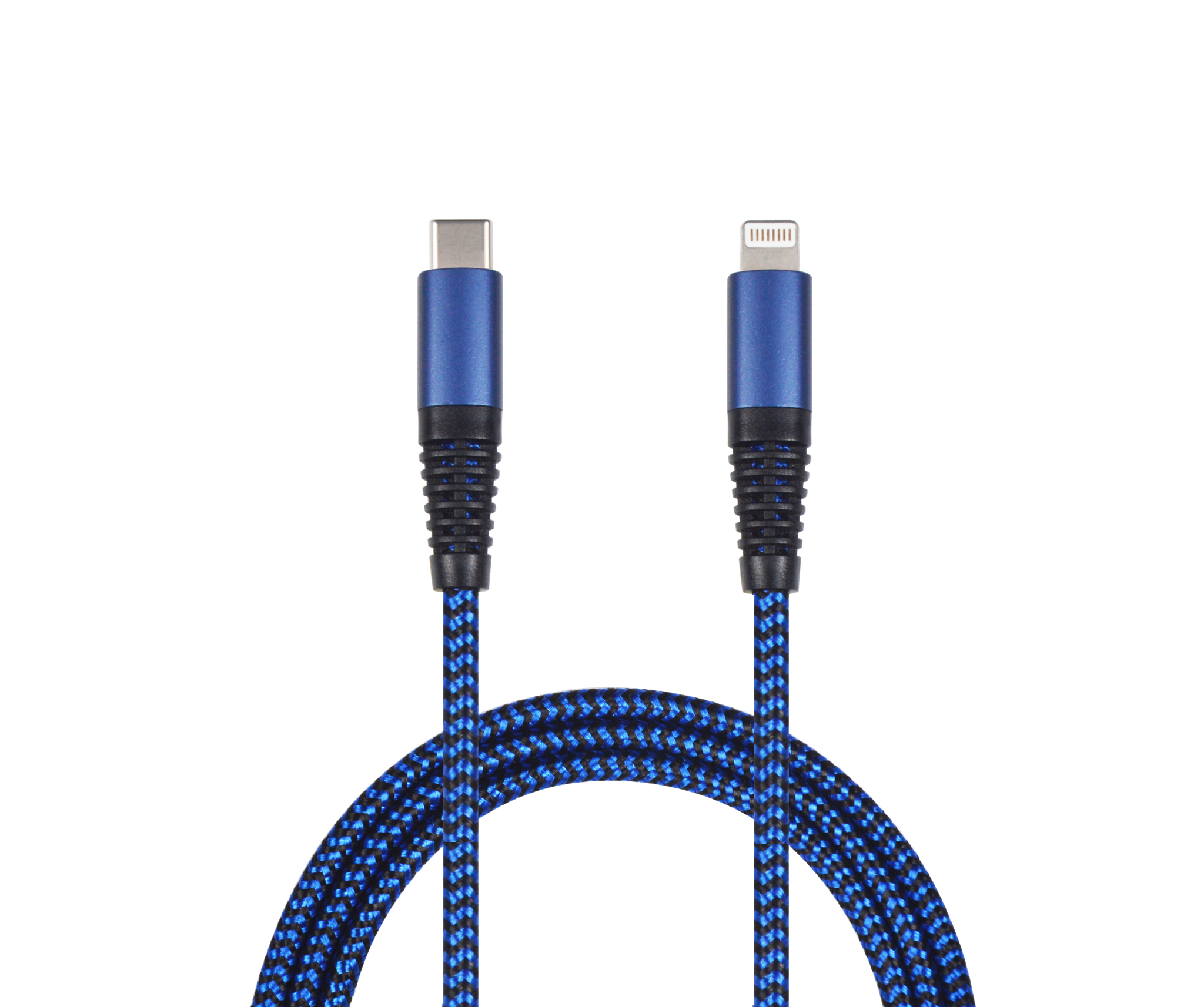 2GO Usb-datakabel Apple/lightning -> Usb Type-c, Nylon Blauw, 100cm