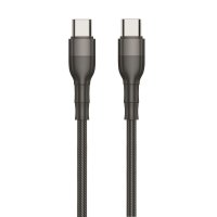 2GO Usb-câble De Données Usb Type-c -> Usb Type-c, Nylon Noir, 100cm
