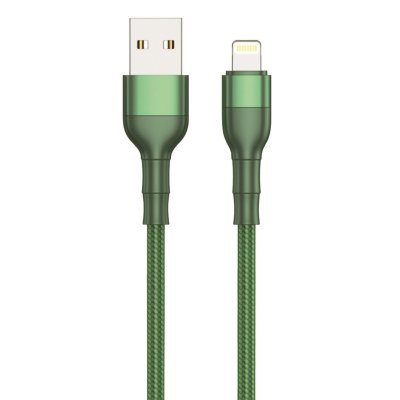2GO Usb-datakabel Apple/lightning-> Usb, Nylon Groen, 100cm