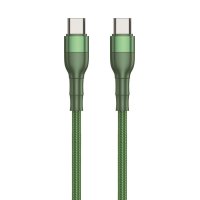 2GO Usb-câble De Données Usb Type-c -> Usb Type-c , Nylon Vert, 100cm