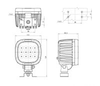 AEB Lampe De Travail à Led, Carrée, 8000 Lumen, 12-70v, 110x159x85.3mm