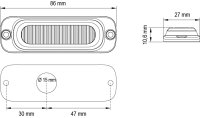 AEB Oranje Led Flitser, 3 Leds, 12/24v, 86x27x10.6mm