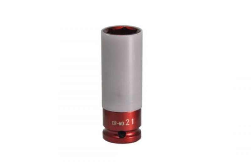 DELTACH 1/2" (12,5mm) Krachtdop Lang 21mm  Rood