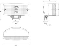 AEB Tail Light Red, Rectangular on Base, 141x88x70mm