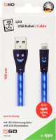 2GO Usb -câble De Data Apple Lightning-> Usb, Led Blue, 100cm