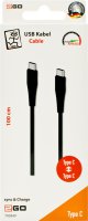 2GO Usb-câble De Data Usb Type-c -> Usb Type-c, Noir, 100cm