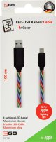 2GO Usb data cable Apple -> Usb, Nylon 3-color Led, 100cm
