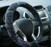 WALSER Steering Cover, Sheep Wool, Anthracite, 37-39cm