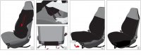 WALSER Seat Cover, Single Seat, Black/Grey, Water Repellent, Polyester