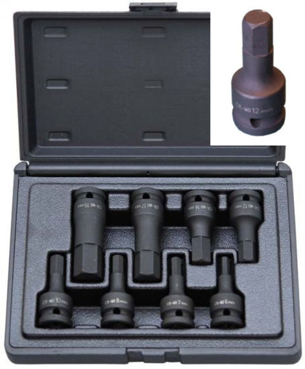 DELTACH 1/2" (12,5mm) Krachtdoppenset Inbus, 8-delig