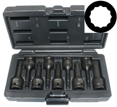 KS-TOOLS 1/2" (12,5mm) Bit-dopsleutelset Voor Veeltand, 9-delig