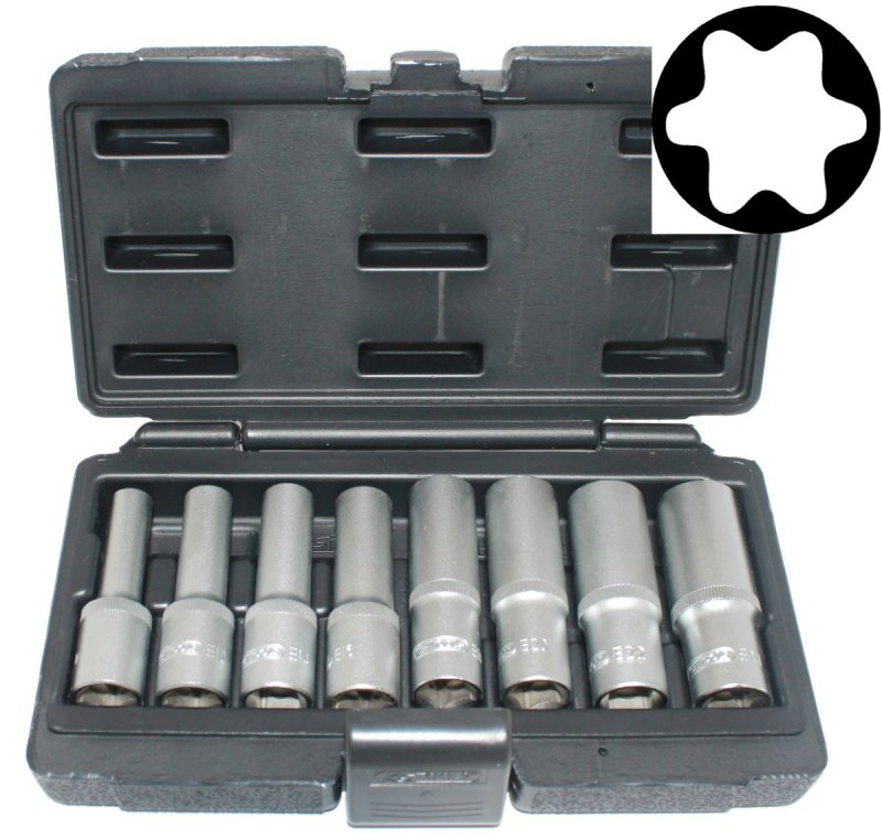 KS-TOOLS 1/2" (12,5mm) Doppenset E-torx Lang, 8-delig