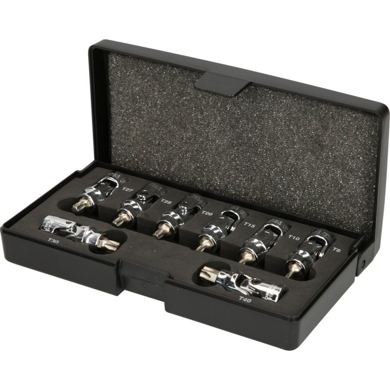 KS-TOOLS 1/4" (6,3mm) Bit-dopsleutelset Torx Met Cardangewricht, 8-delig