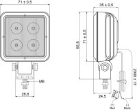 AEB Lampe De Travail à Leds Carré, 1600 Lumen, 9-64v, 71x71x35mm