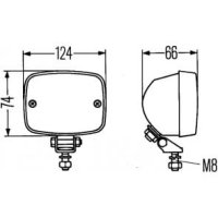 HELLA Red Foot-mounted taillight, 124x74x66mm