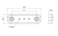 AEB Led Markeerlicht Rood, 12-24v, 84x24x10.4mm