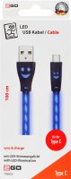 2GO Usb-datakabel Usb Type-c -> Usb, Led Blauw, 100cm