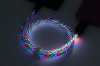 2GO Usb-câble De Données Usb Type-c -> Usb, Nylon Led 3 Couleurs, 100cm