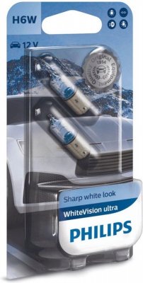 PHILIPS H6w Autolamp Whitevision Ultra 12v 6w Bax9s (2 Stuks) | Sharp White Look