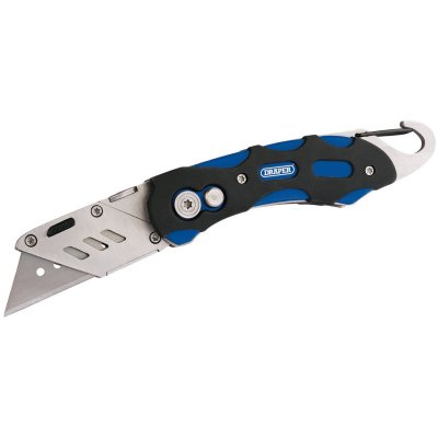 DRAPER Foldable Trimming Knife With Belt Clip, Blue