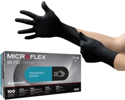 MICROFLEX Midknight Touch Handschoen, L, Nitril, Zwart, 100st | 93-732