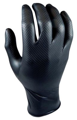 GRIPPAZ Nitrile Gloves with Fish Scales, Black, 9-l (50pcs)