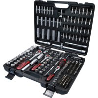 KS-TOOLS 1/4"(6,3mm) + 3/8"(10mm) + 1/2" (12,5mm) Socket Wrench Set In Case, 195-pieces