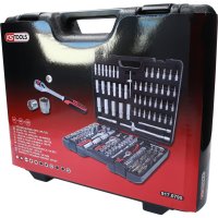 KS-TOOLS 1/4"(6,3mm) + 3/8"(10mm) + 1/2" (12,5mm) Socket Wrench Set In Case, 195-pieces