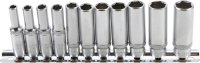 BGS TECHNIC Socket Wrench Set Hexagonal Inch Sizes, Small Inch Sizes, 50mm Long, 1/4" (6.3mm), 11-piece