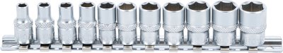 BGS TECHNIC Bgs Technc Dopsleutelset Zeskant Inch Maten, Kleine Inch Maten, 25mm Lang, 1/4" (6,3mm), 11-delig