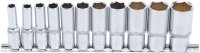 BGS TECHNIC Socket Wrench Set Hexagonal Inch Sizes, Medium Inch Sizes, 65mm Long, 3/8" (10mm), 11-piece
