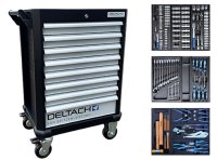 DELTACH Chariot à Outils D2-compact, 3 Tiroirs Remplis, 145 Pcs | 524100