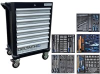 DELTACH Chariot à Outils D2-compact, 5 Tiroirs Remplis, 214 Pcs | 524150