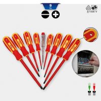 BRILLIANT TOOLS Vde Screwdriver Set (1000v), Slotted And Ph Phillips, 9-ply