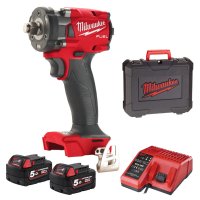 MILWAUKEE M18 Fuel™ 1/2" (12.5mm) Compact Impact Wrench With Friction Ring, 339nm, M18 Fiw2f12-502x