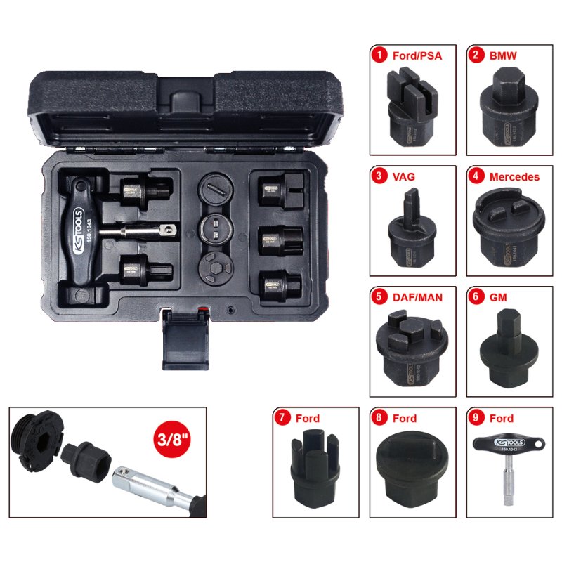 ks-tools-set-voor-kunststof-olieaftappluggen-9-dl