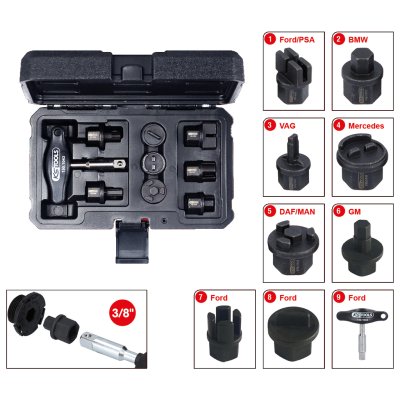 KS-TOOLS Set Voor Kunststof Olieaftappluggen, 9-dlg