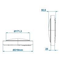 PROPLUS Plafonnier, 12v, 42leds, 220x220x50mm