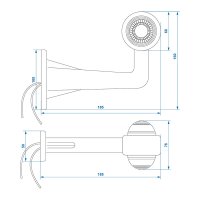 PROPLUS Breedtelicht Rood/wit Haaks, 185mm 