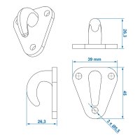 PROPLUS Touwhaak Kunststof 45x39mm (10 Stuks)