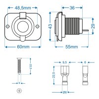 SINATEC Car Cigarette Lighter socket 12v/24v with cap