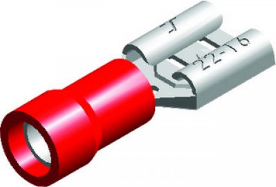 Cable lug red female 6,3mm (50pcs)