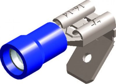 Cable terminal Piggyback Blue 6,3mm (50pcs)